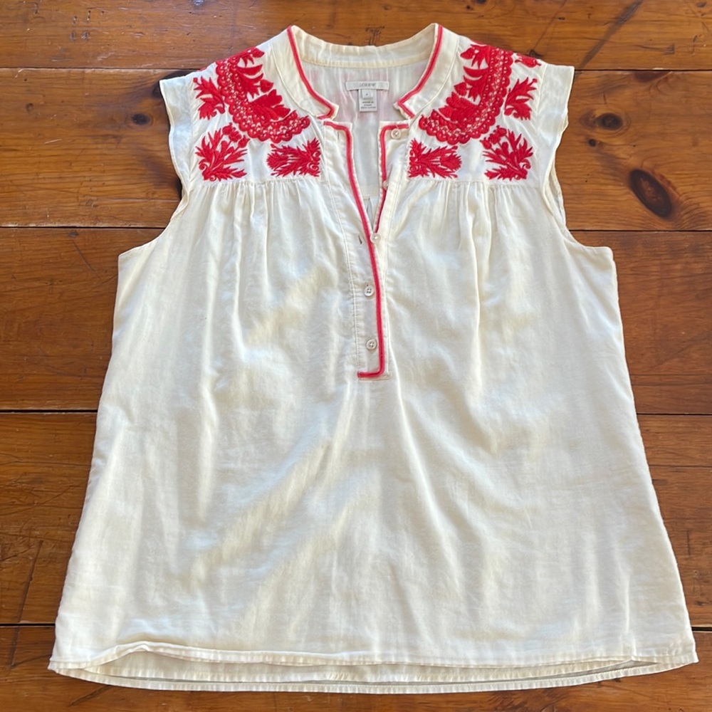 J Crew Embroidered Top - Picture 1 of 7